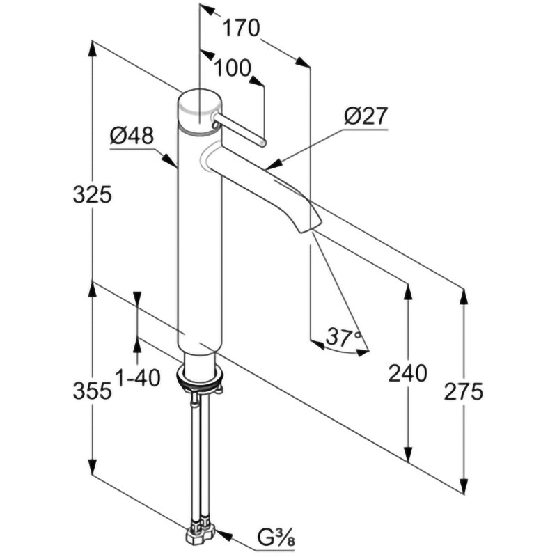 Baterie lavoar KLUDI Bozz 382860576, alama sanitara, crom