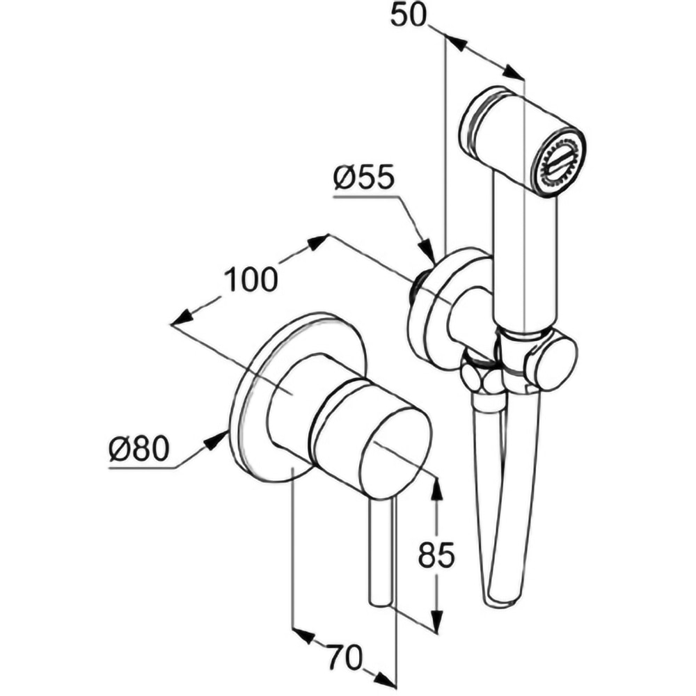 Set dus igienic KLUDI Bozz 389980576, 1 functie, crom