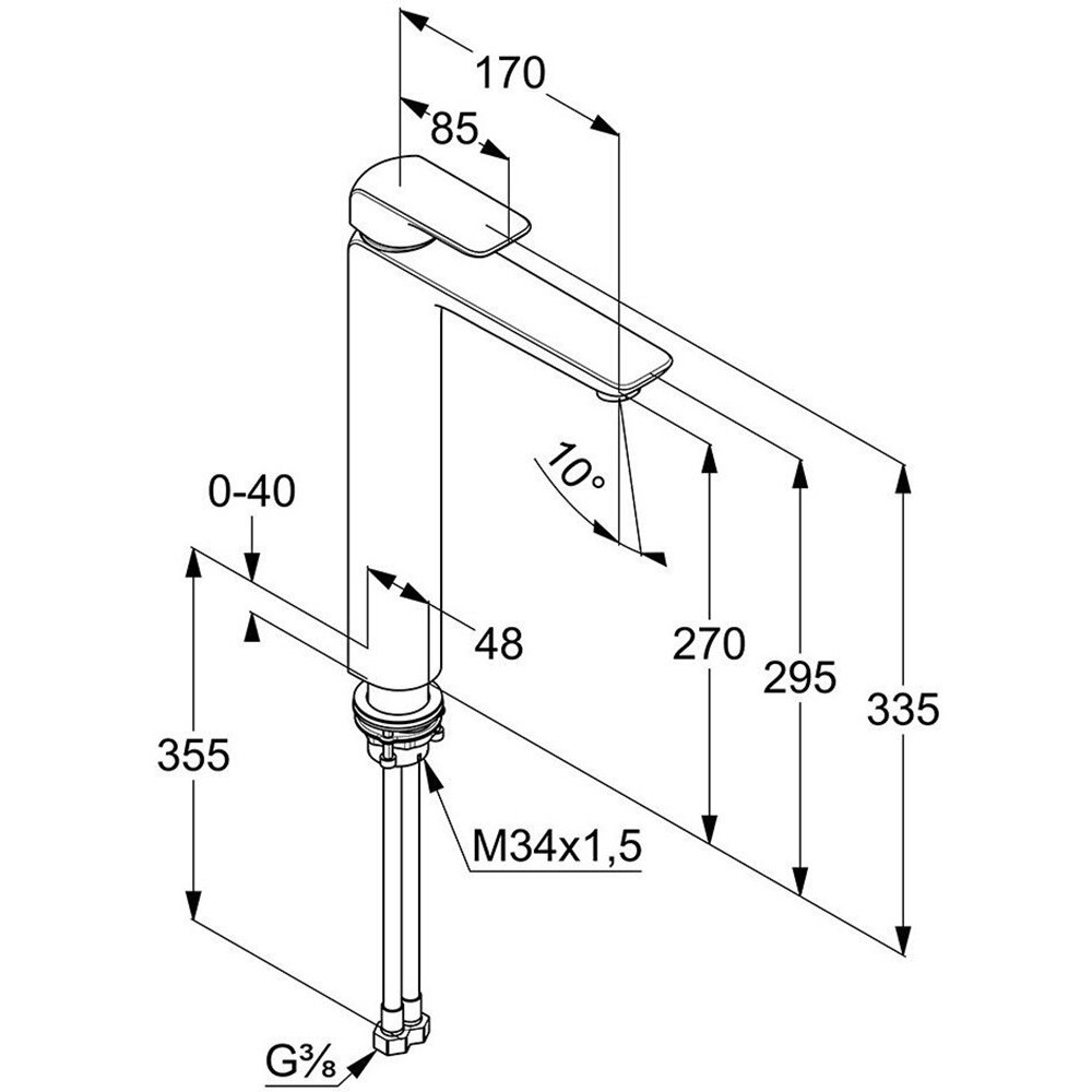 Baterie lavoar KLUDI Ameo 412980575, alama sanitara, argintiu