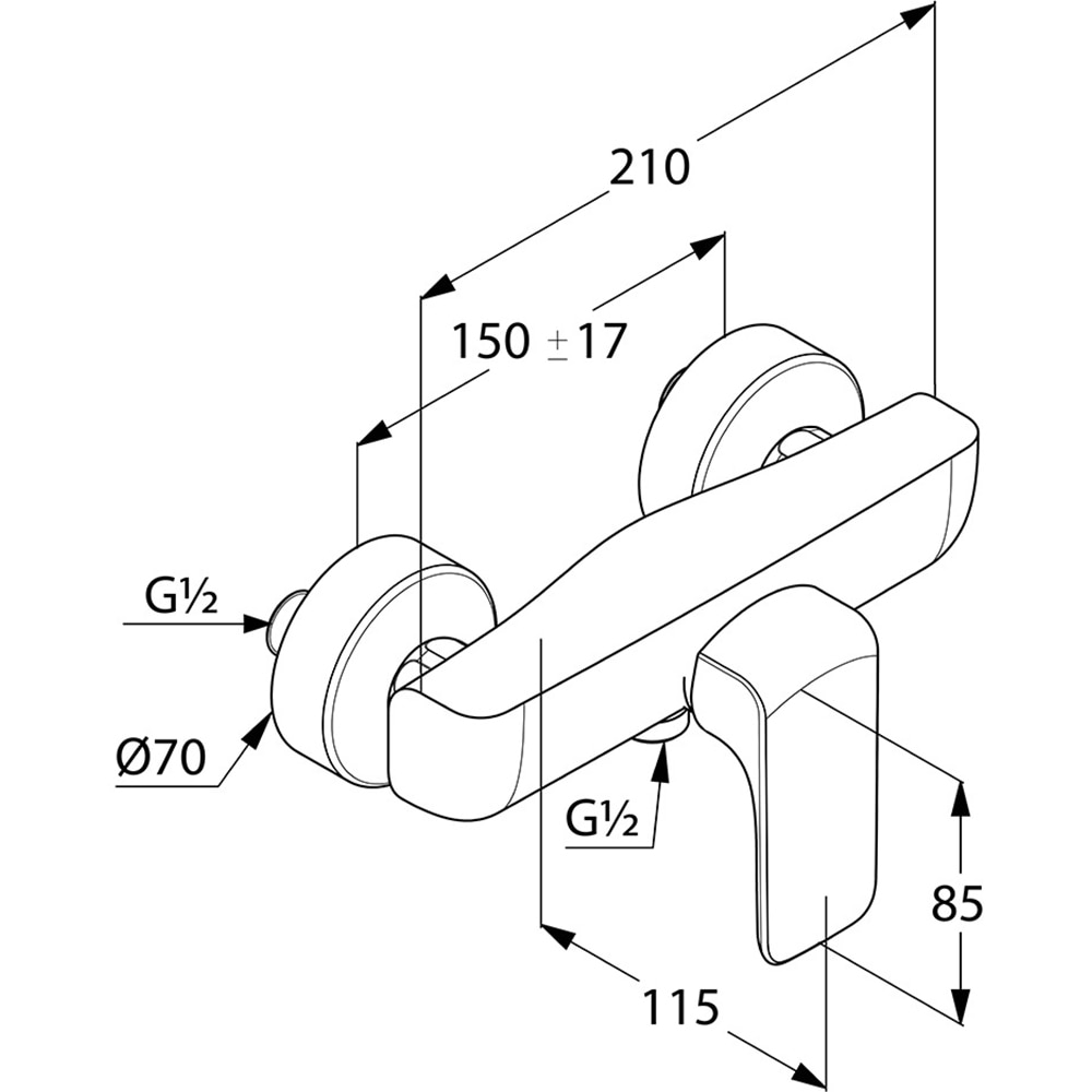 Baterie dus KLUDI Ameo 417100575, alama sanitara, argintiu