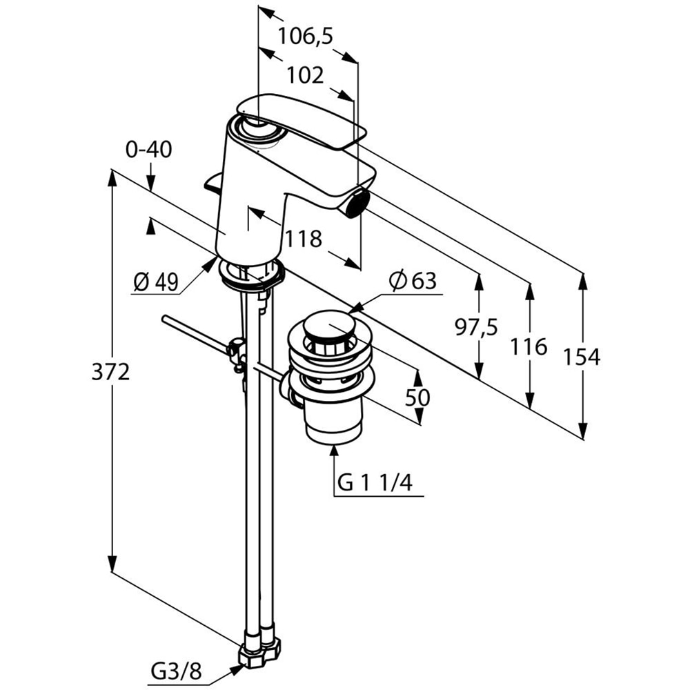 Baterie bideu KLUDI Balance 522169175, alama sanitara, alb