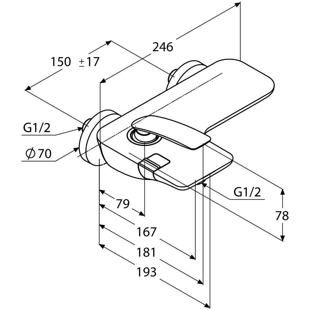 Baterie cada-dus KLUDI Balance 524459175, alama sanitara, alb