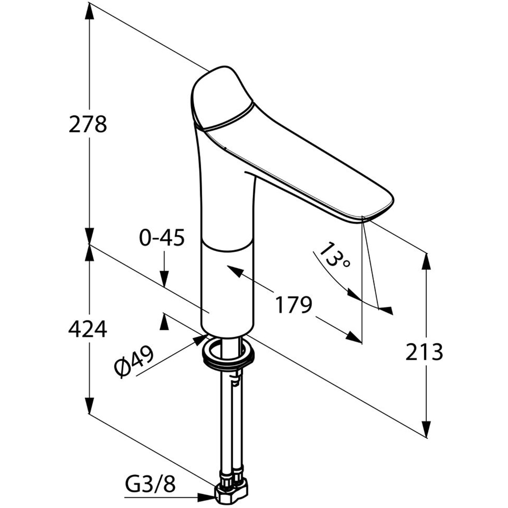 Baterie lavoar KLUDI Amba 532960575, alama sanitara, argintiu