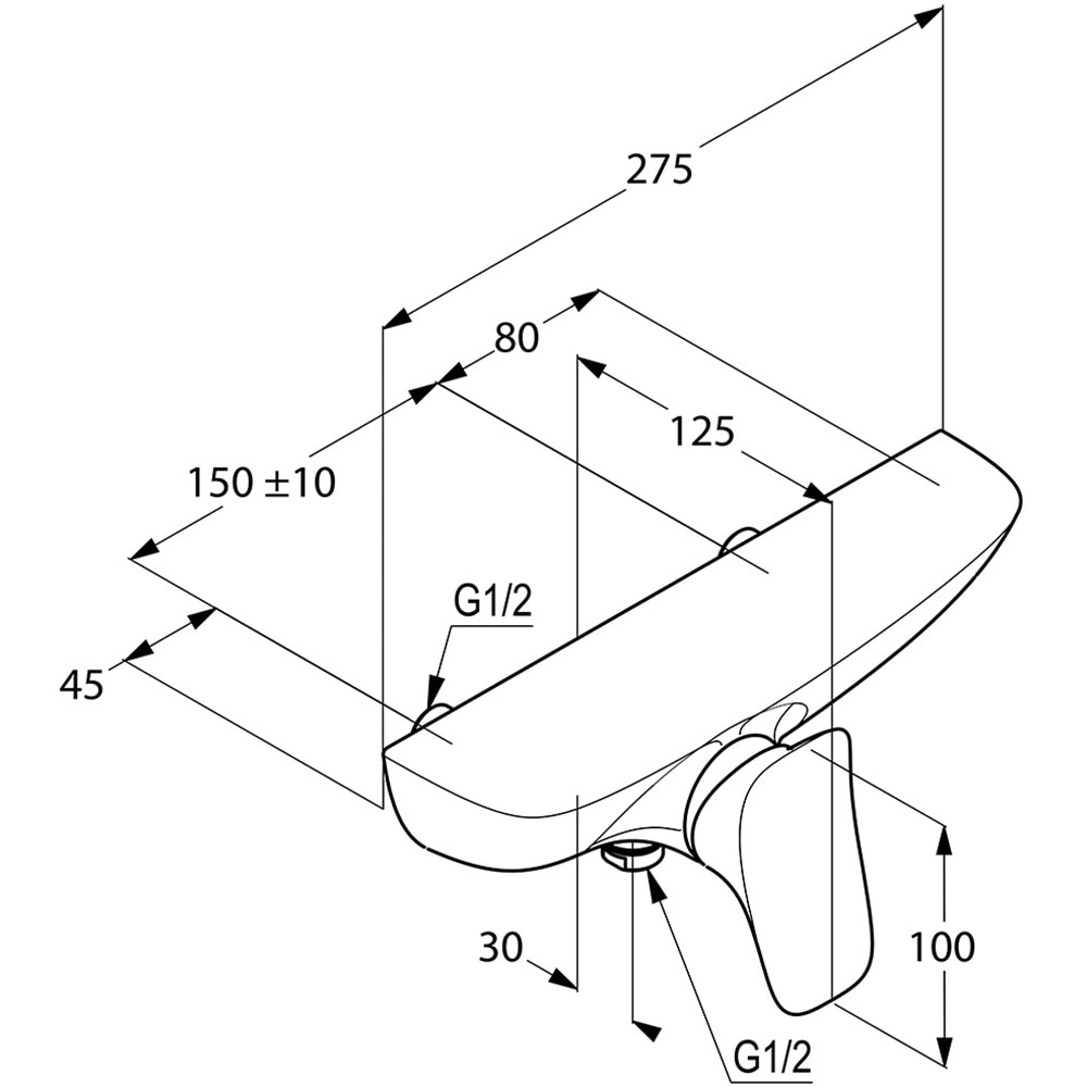 Baterie cada-dus KLUDI Amba 537100575, alama sanitara, crom