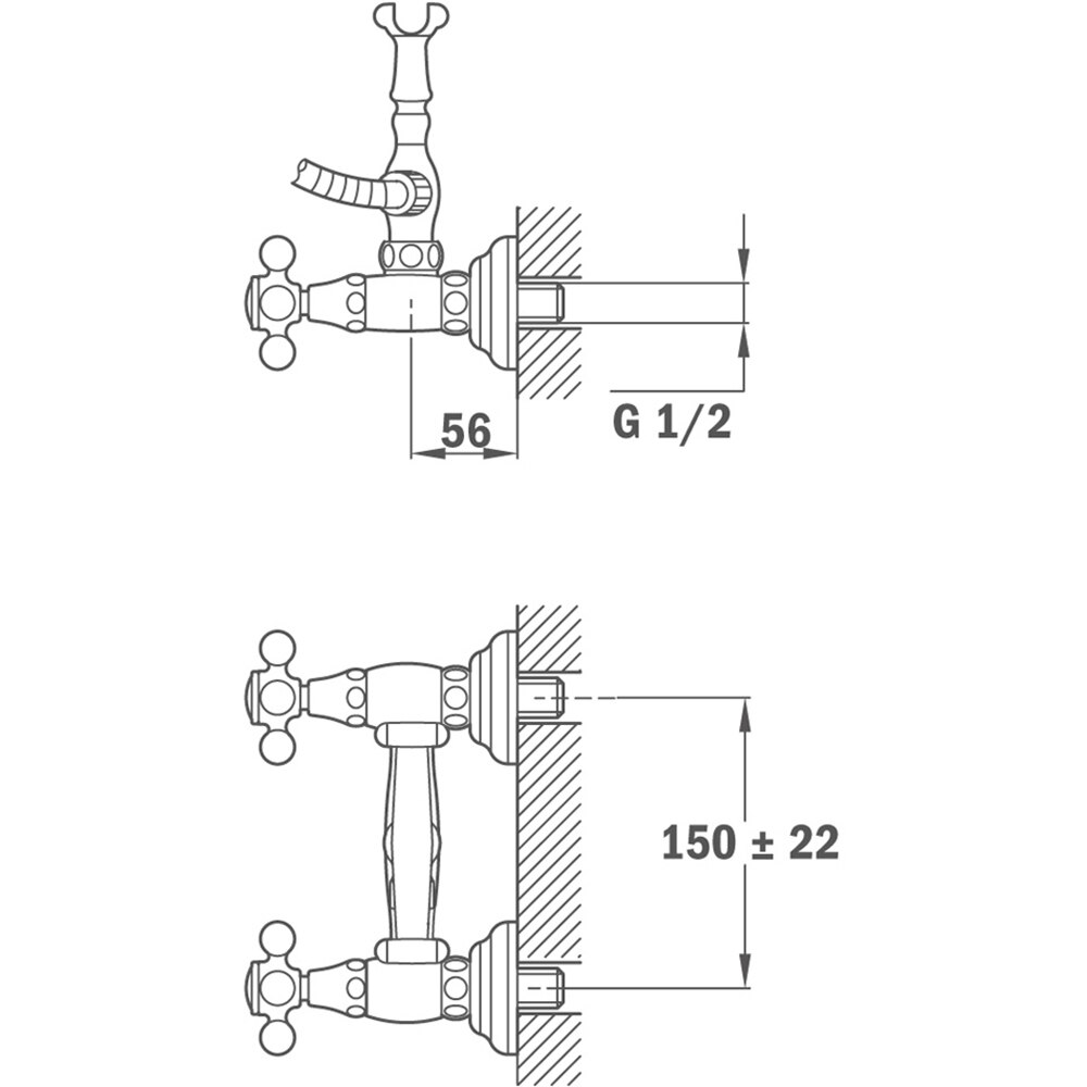 Baterie dus TEKA CAPRICHO 5621251, metal, crom