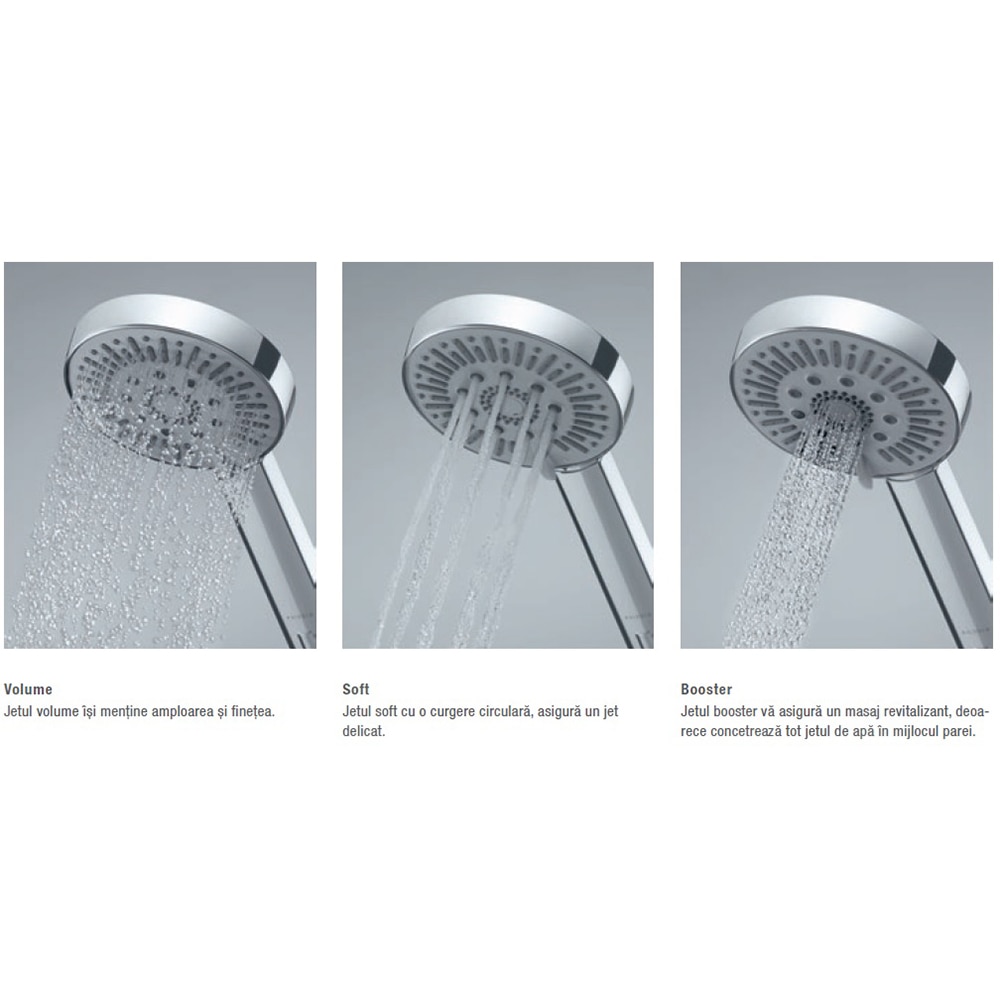 Para dus KLUDI A-QA 6570005-00, 3 functii, crom