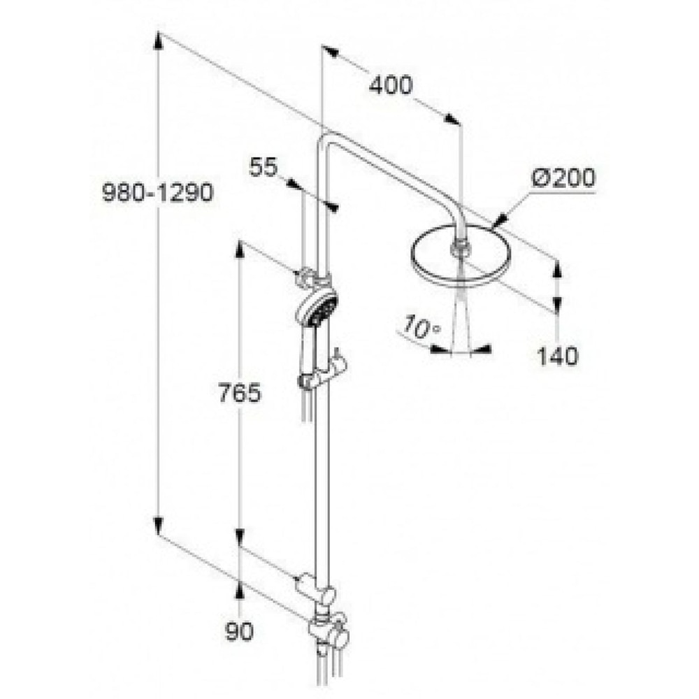 Sistem dus dual KLUDI Logo 6809305-00, 1 functie, crom