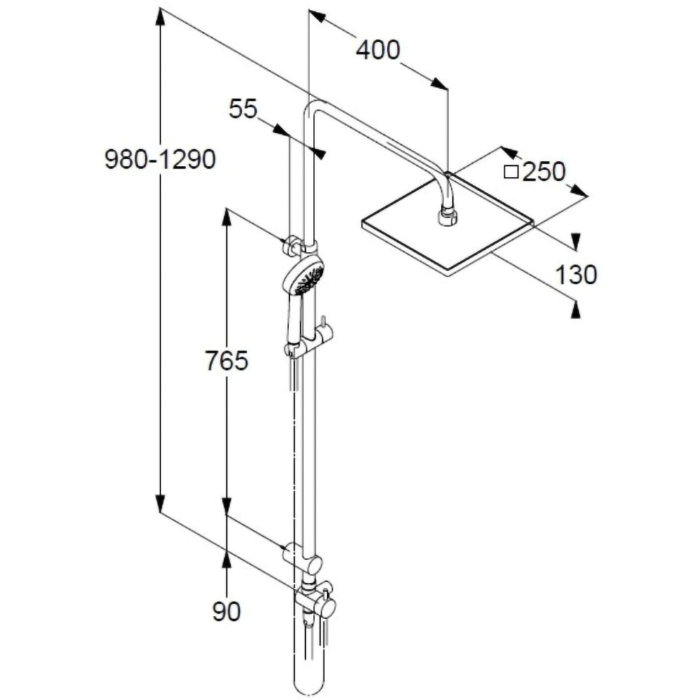 Sistem dus dual KLUDI Logo 6809905-00, 1 functie, crom
