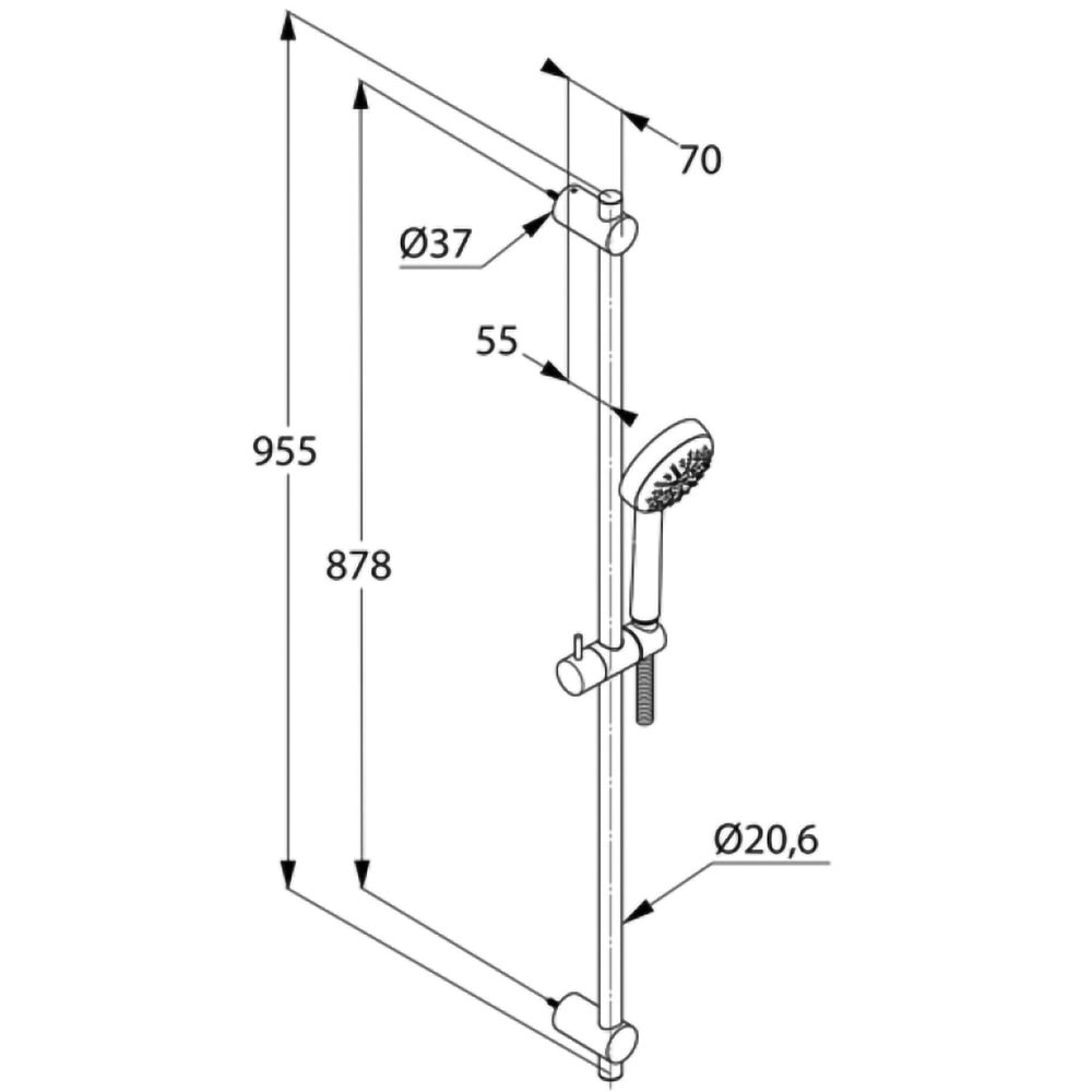 Set dus KLUDI Logo 6864205-00, 1 functie, crom