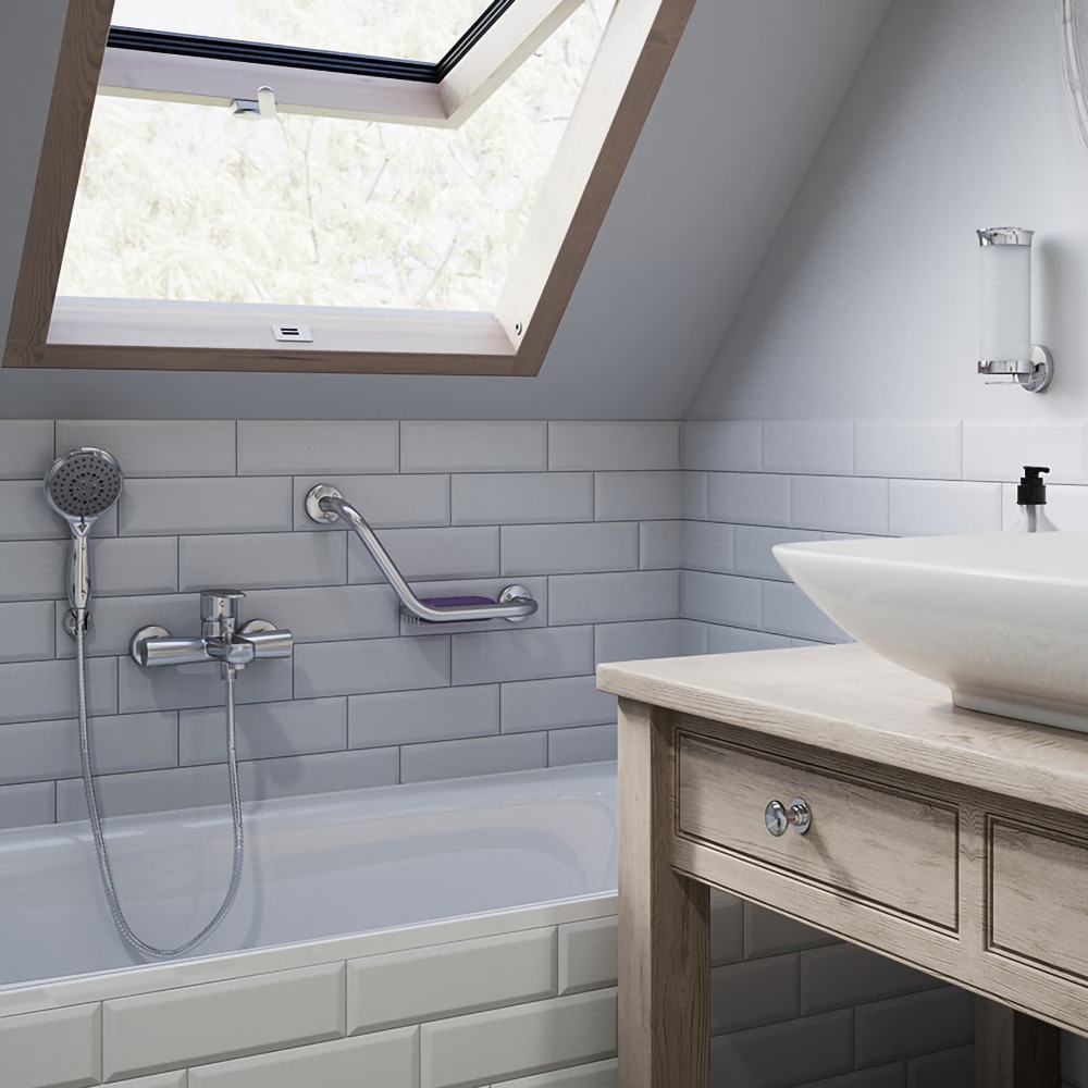 Baterie cada-dus FERRO Algeo BAG1, alama sanitara, argintiu