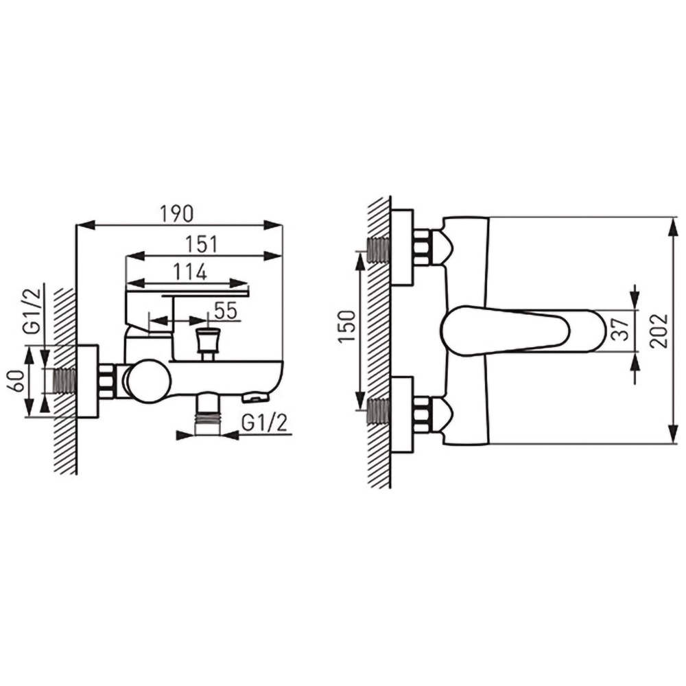 Baterie cada-dus FERRO Algeo BAG1BL, alama sanitara, negru