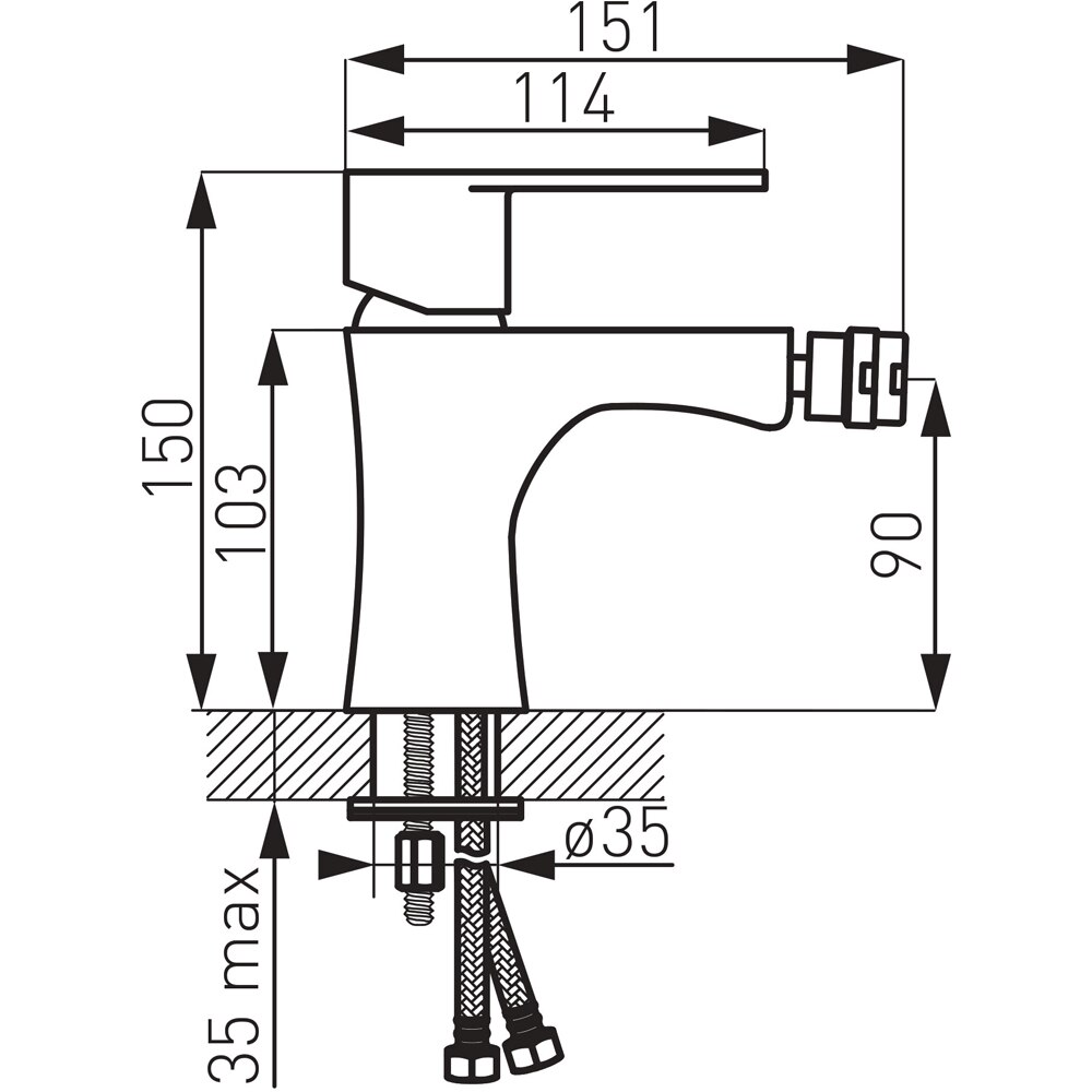 Baterie bideu FERRO Algeo BAG6, alama sanitara, argintiu