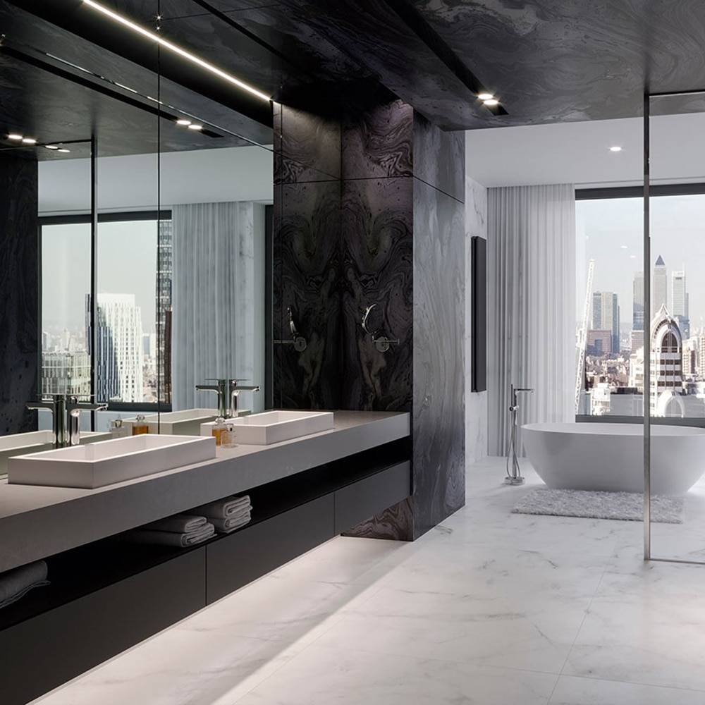 Baterie lavoar FERRO Square BAQ2L, alama sanitara, argintiu