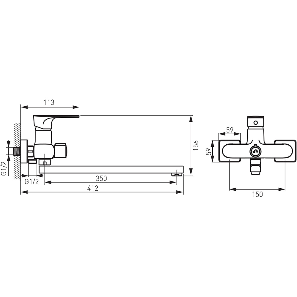 Baterie cada-dus FERRO Square BAQ5A, alama sanitara, argintiu