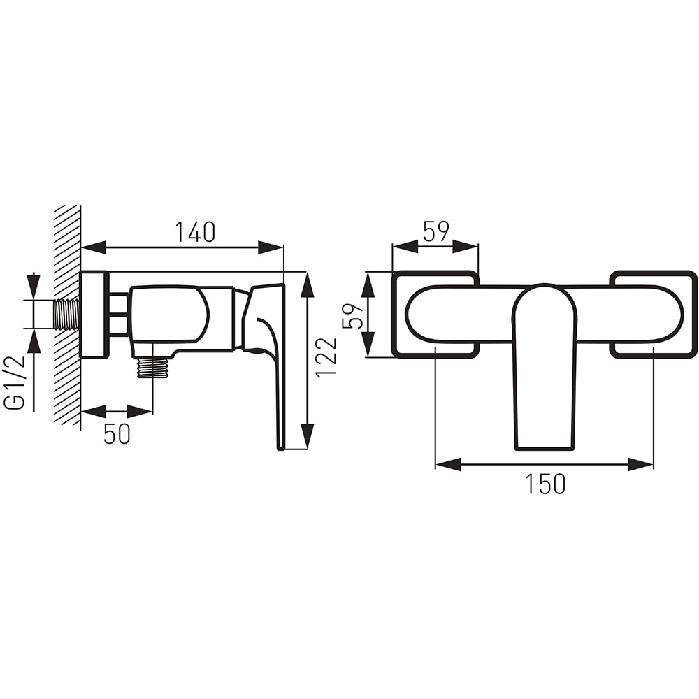 Baterie dus FERRO Algeo Square BAQ7BLC, alama sanitara, negru/crom