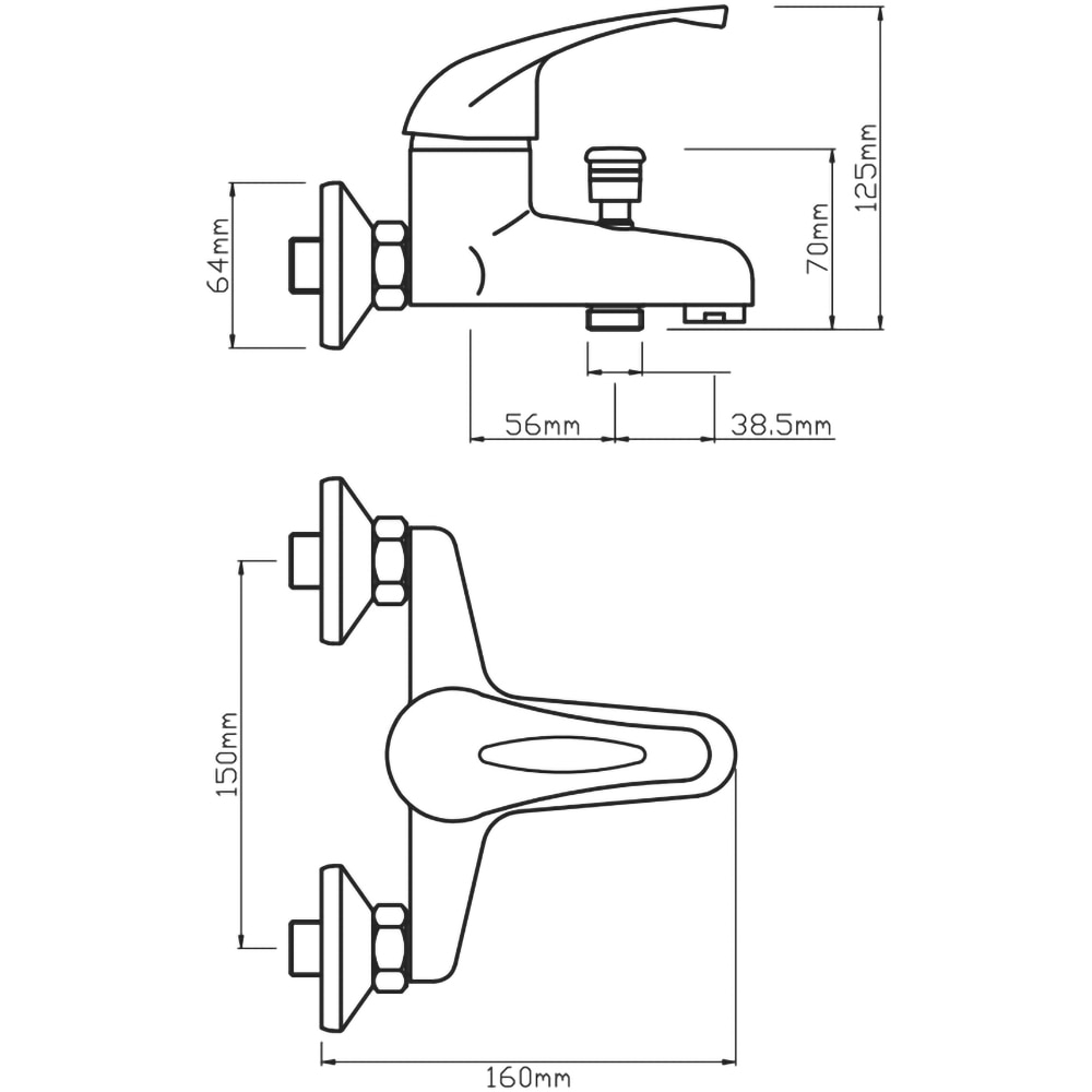 Baterie cada-dus SANOBI Boema SB-02, alama, argintiu