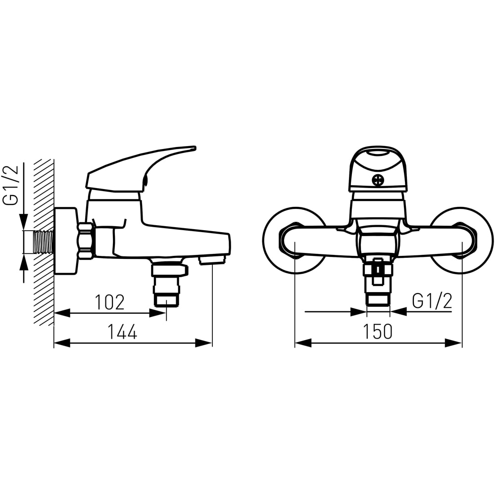 Baterie cada-dus FERRO Combo BCM1, alama sanitara, argintiu