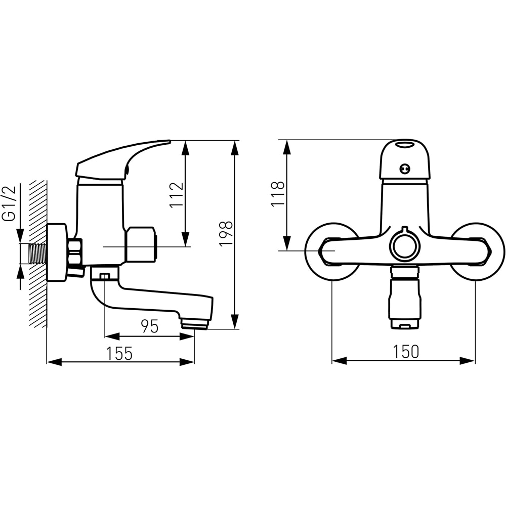 Baterie cada-dus FERRO Combo BCM1A, alama sanitara, argintiu
