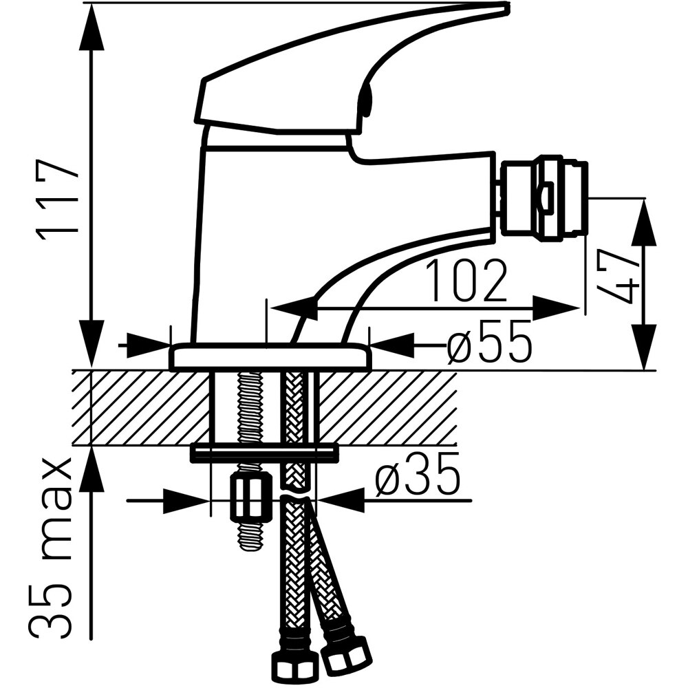 Baterie bideu FERRO Combo BCM6, alama sanitara, argintiu