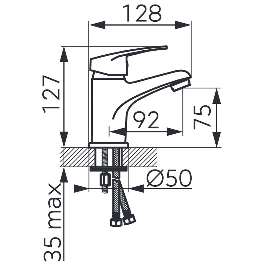 Baterie lavoar FERRO Isso BIS2, alama sanitara, argintiu