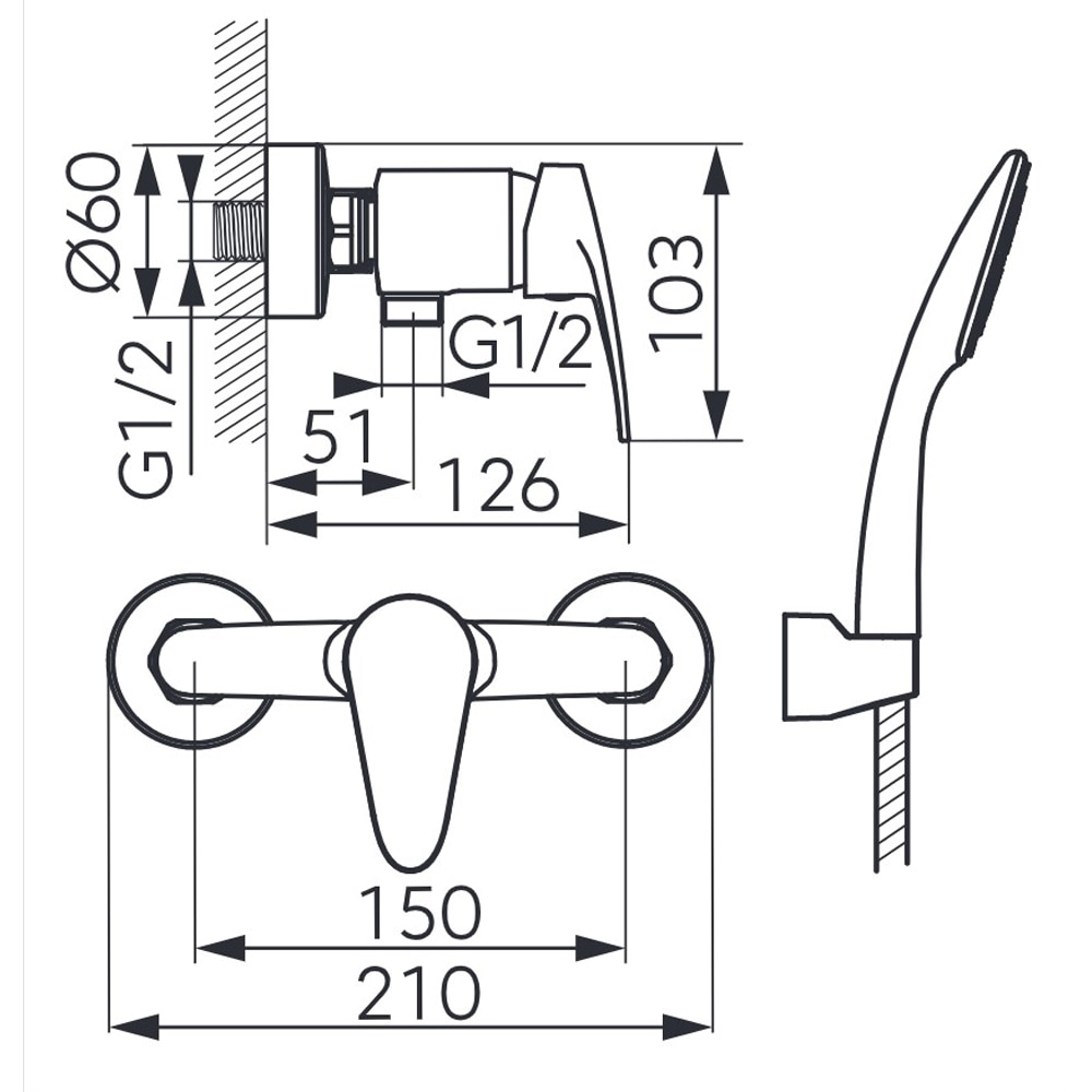 Set baterie dus FERRO Isso BIS77, alama sanitara, argintiu