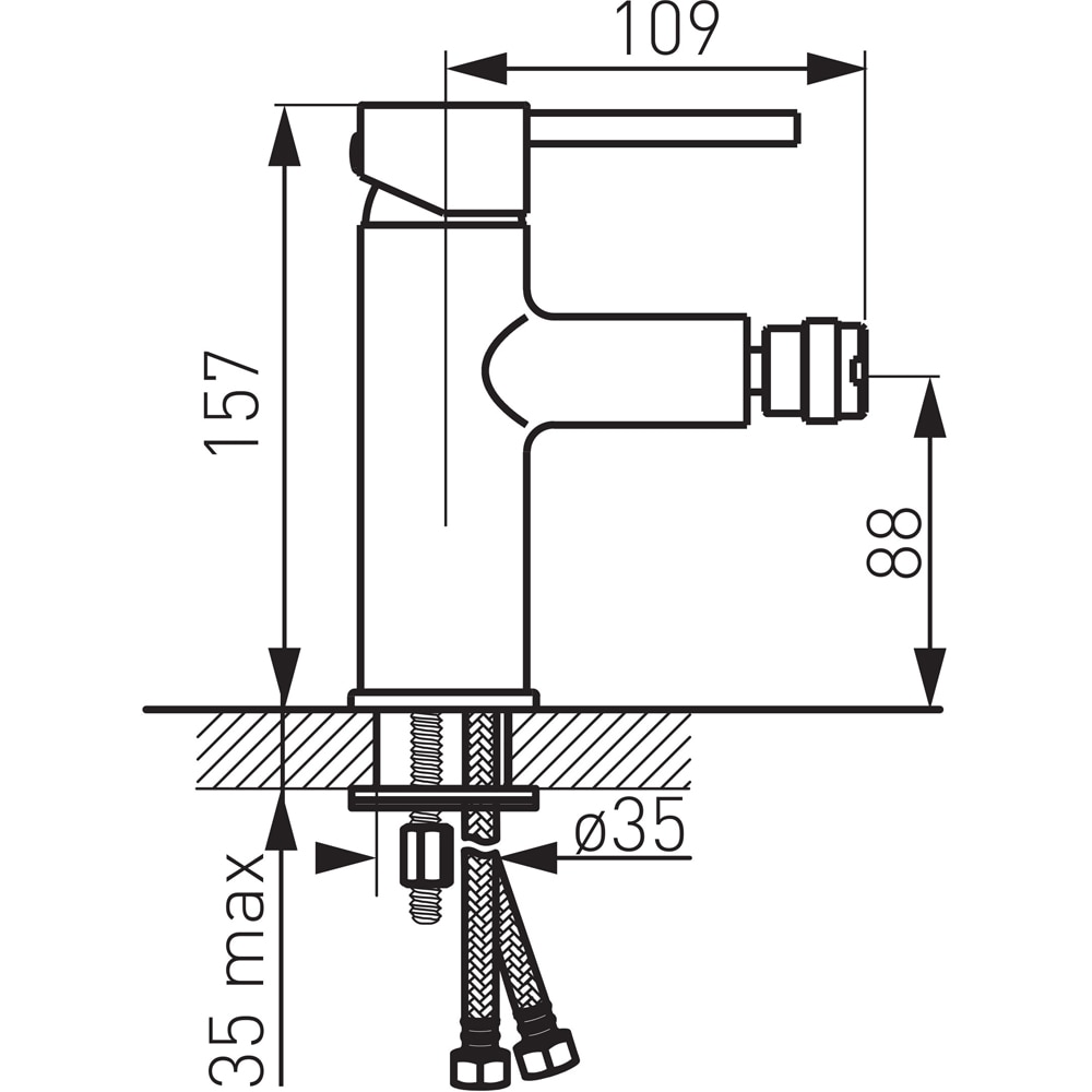 Baterie bideu FERRO Linus BLX6, alama sanitara, argintiu
