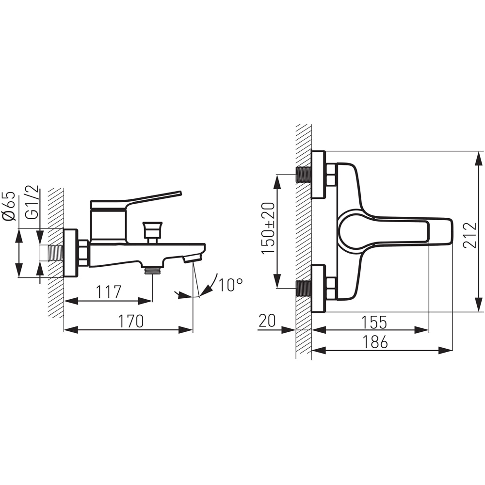 Baterie cada-dus FERRO Nexus BNX1, alama sanitara, argintiu