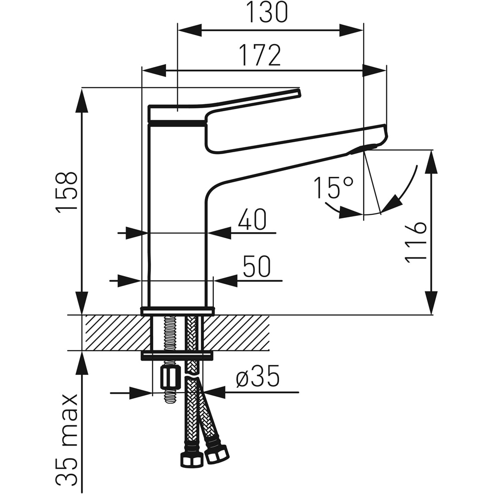 Baterie lavoar FERRO Nexus BNX2, alama sanitara, argintiu
