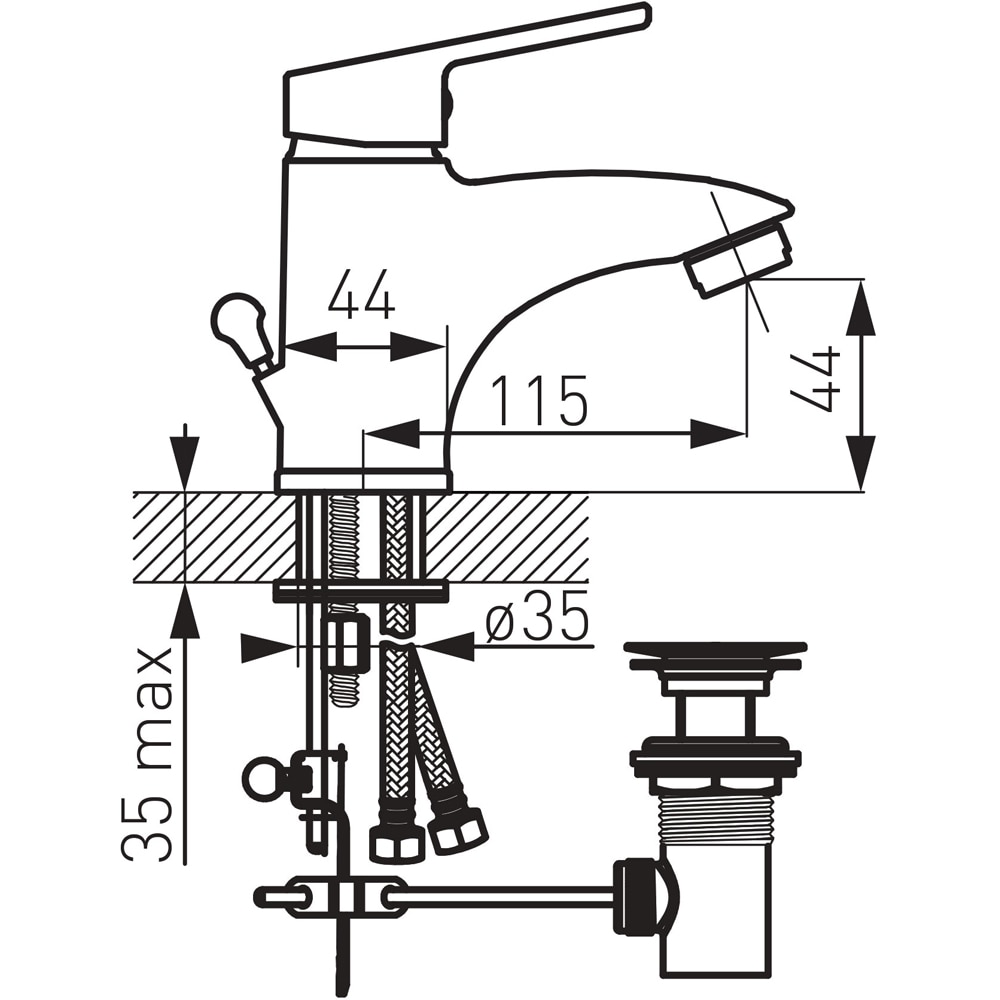 Baterie lavoar FERRO Smile BSM2, alama sanitara, argintiu