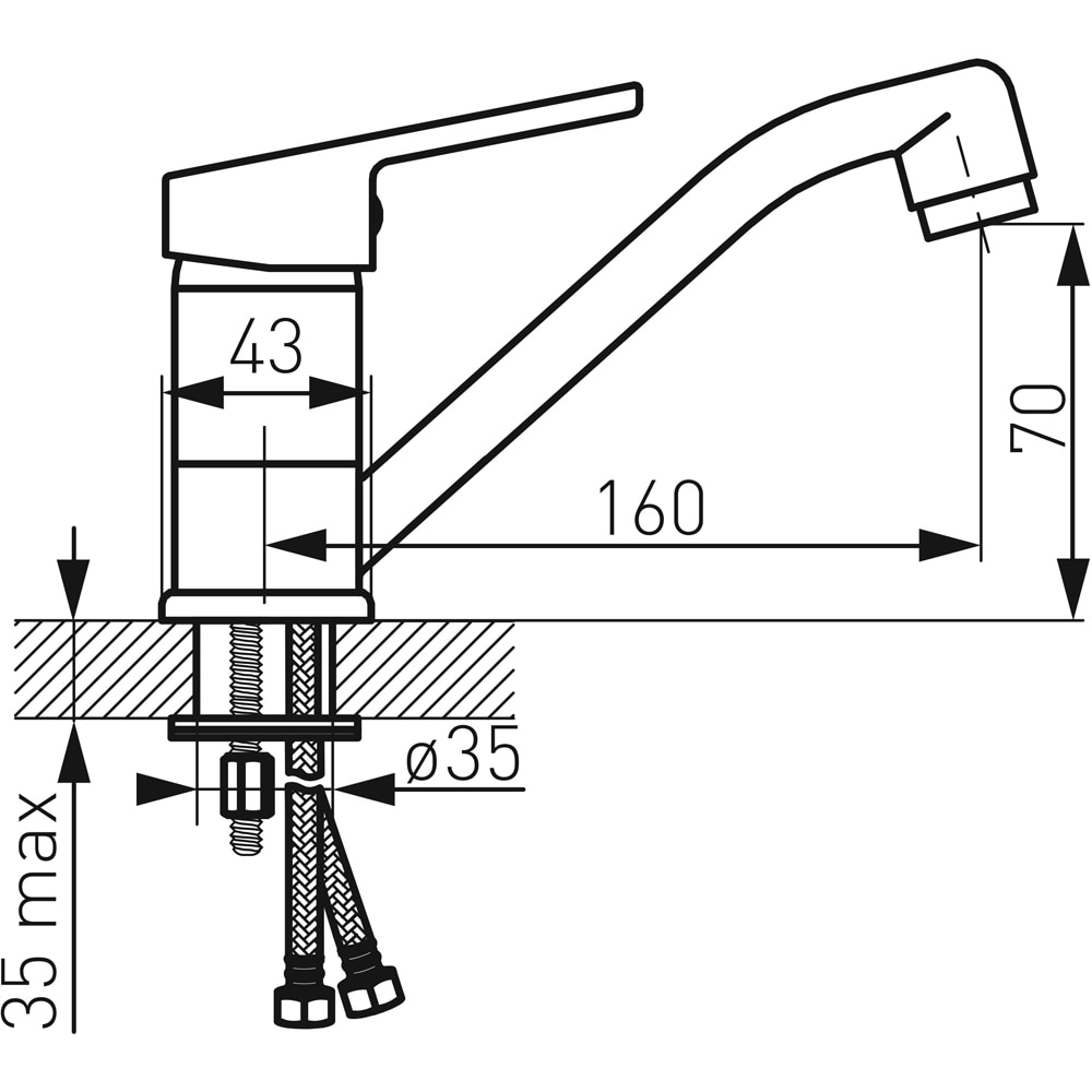 Baterie lavoar FERRO Smile BSM2A, alama sanitara, argintiu