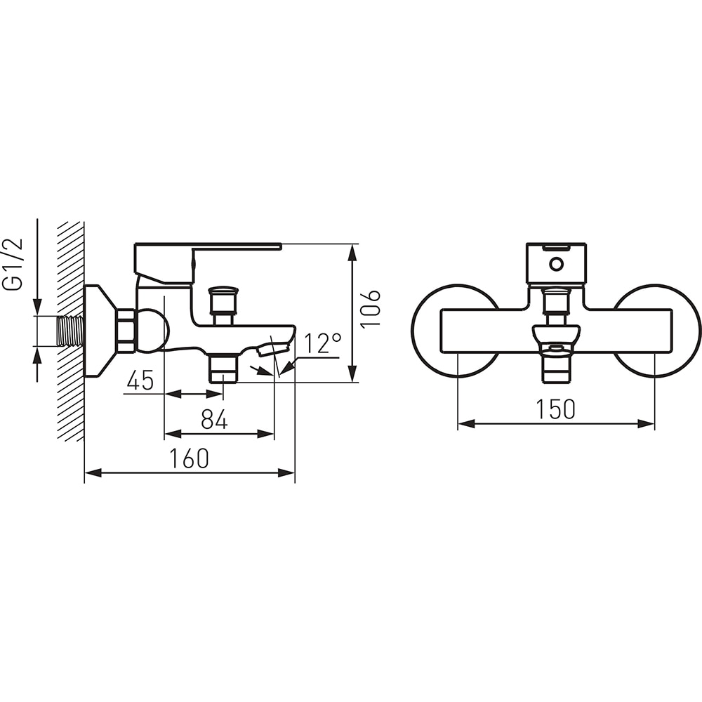 Baterie cada-dus FERRO Savio BSV1, alama sanitara, argintiu