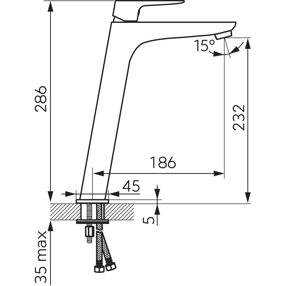 Baterie lavoar FERRO Vitto Verdeline BVI2LVL, alama sanitara, argintiu