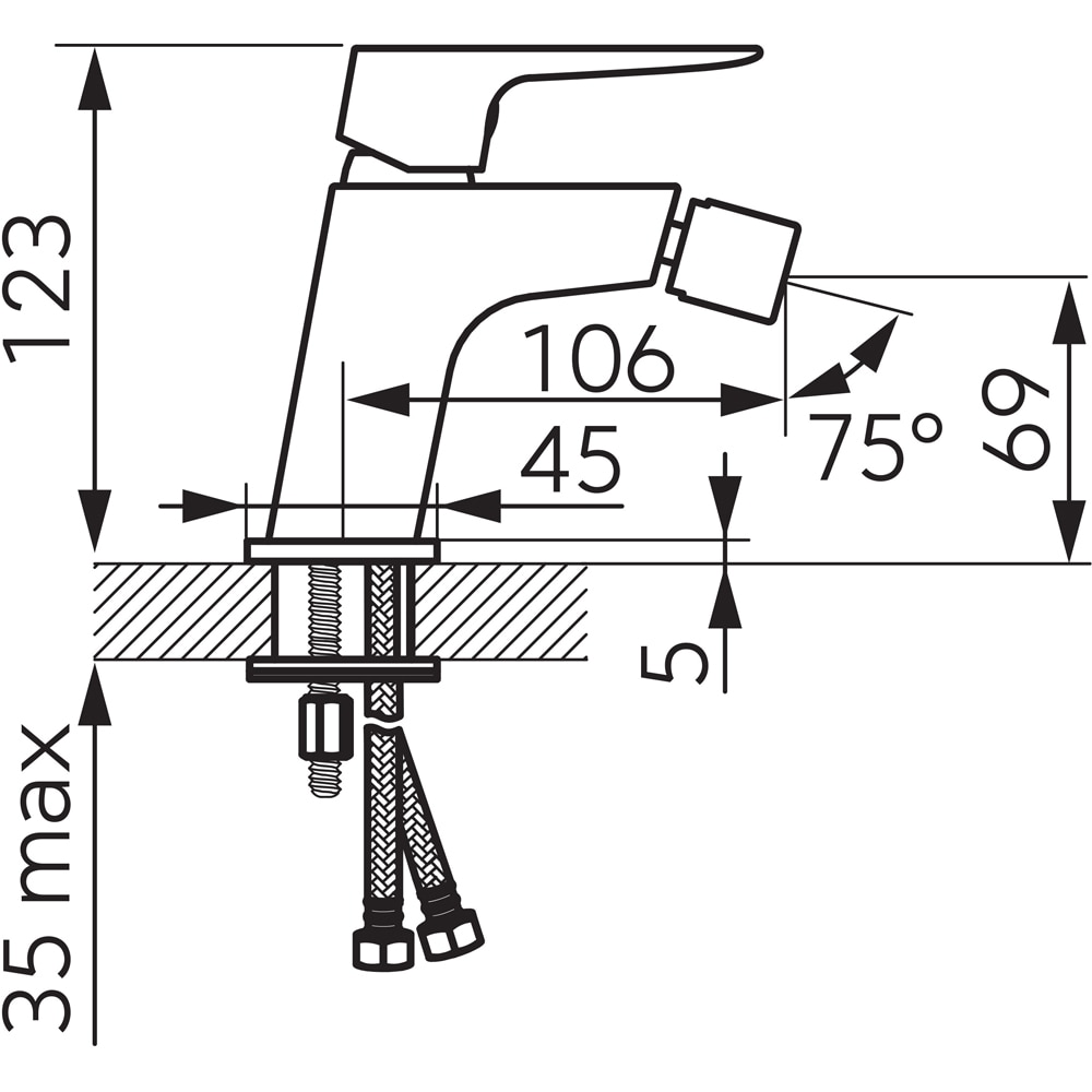 Baterie bideu FERRO Vitto Verdeline BVI6VL, alama sanitara, argintiu
