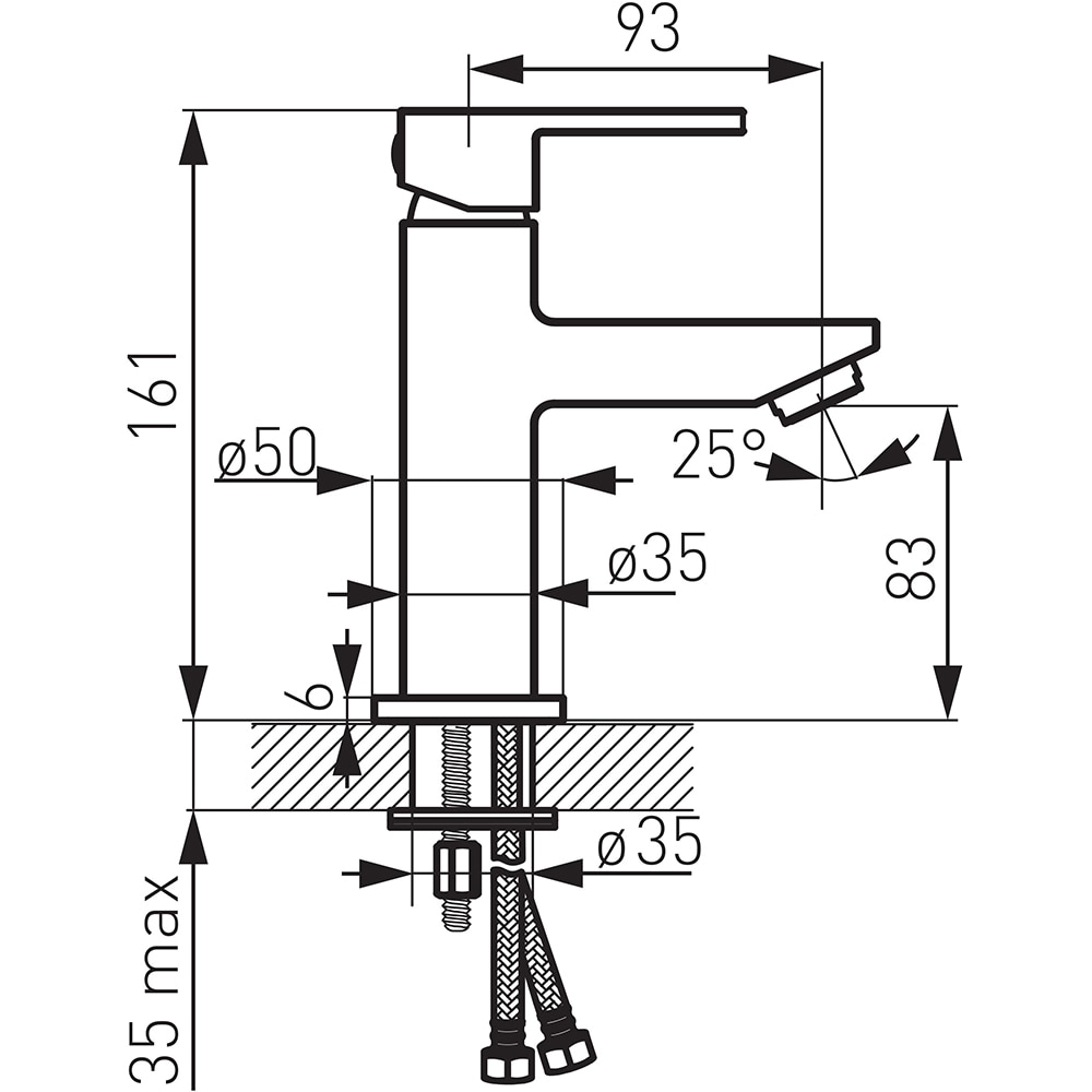 Baterie lavoar FERRO Zicco BZI2BL, alama sanitara, negru