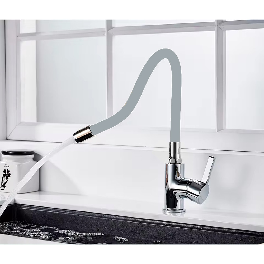 Baterie bucatarie PYRAMIS Eco Flessi, pipa flexibila, alama, crom-gri