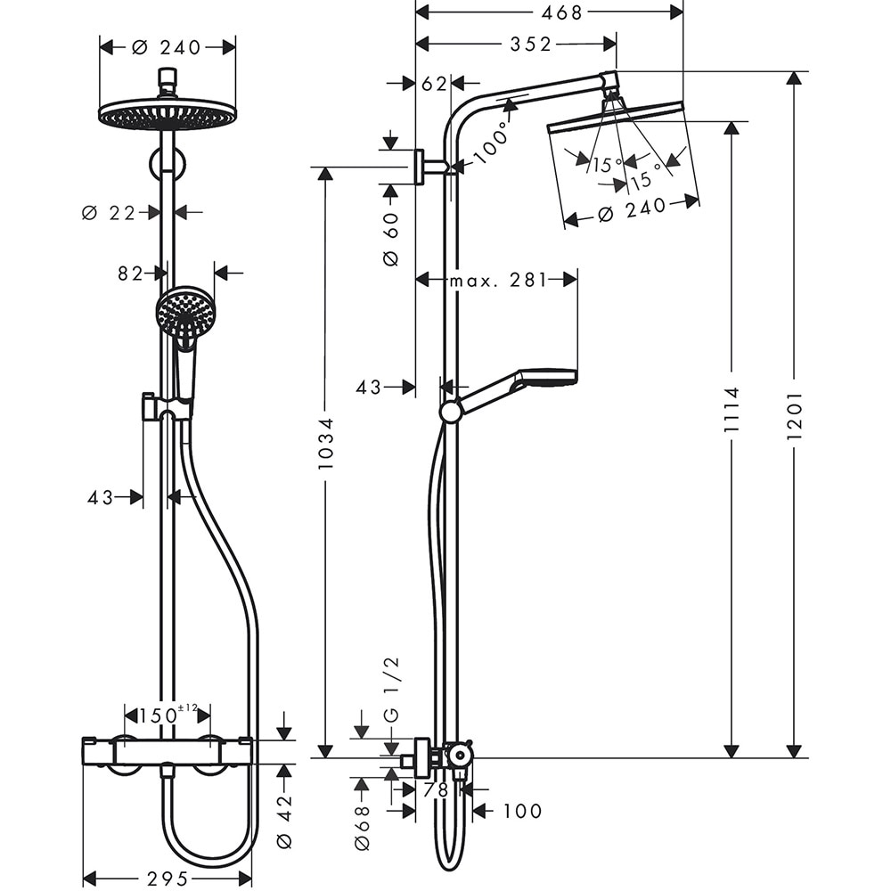 Sistem dus HANSGROHE Crometta S 240 27267000, 1 functie, crom