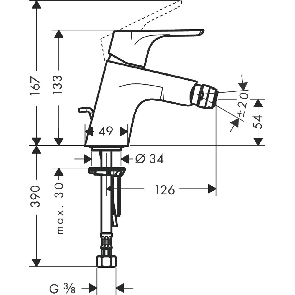 Baterie bideu HANSGROHE Focus E2 31920000, alama sanitara, crom