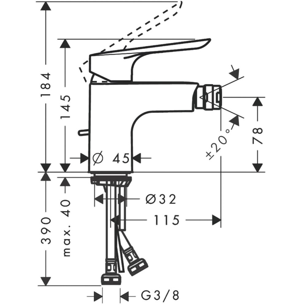 Baterie bideu HANSGROHE Logis E 71232000, alama sanitara, crom