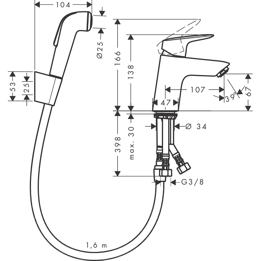 Baterie lavoar HANSGROHE Logis 71290000, alama sanitara, crom