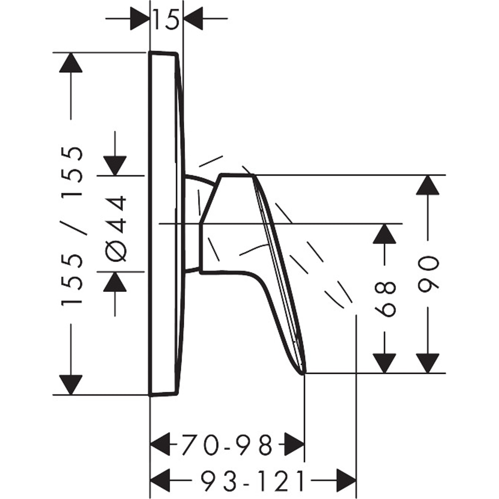 Baterie dus HANSGROHE Logis 71605000, alama sanitara, crom
