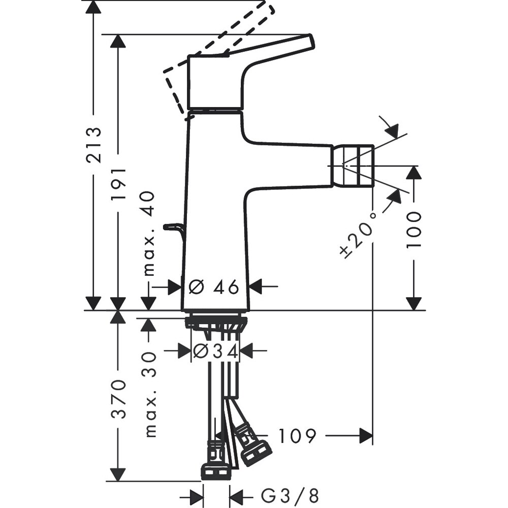 Baterie bideu HANSGROHE Talis 72200000, marimea S, alama sanitara, crom