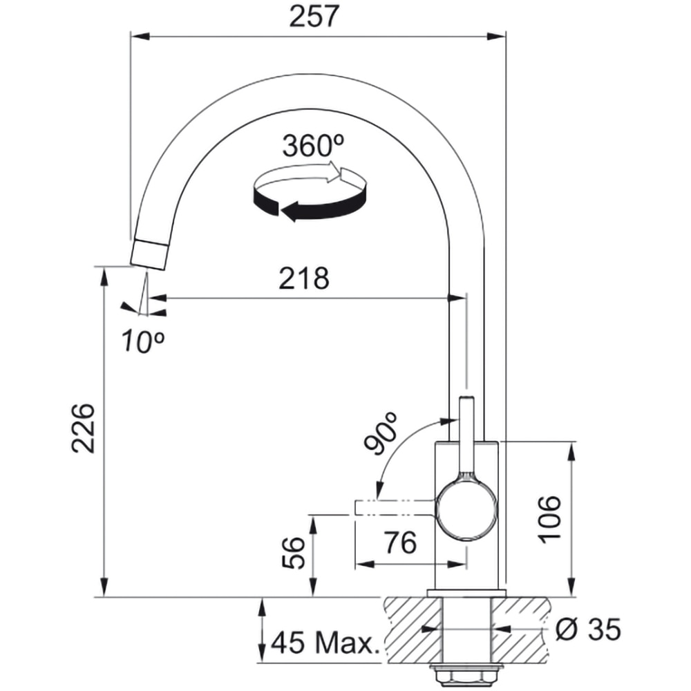 Baterie bucatarie FRANKE Lina, alama, argintiu