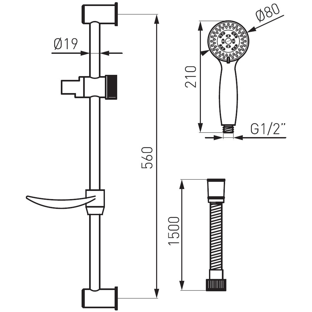 Set dus FERRO Evo N130B, 5 functii, crom