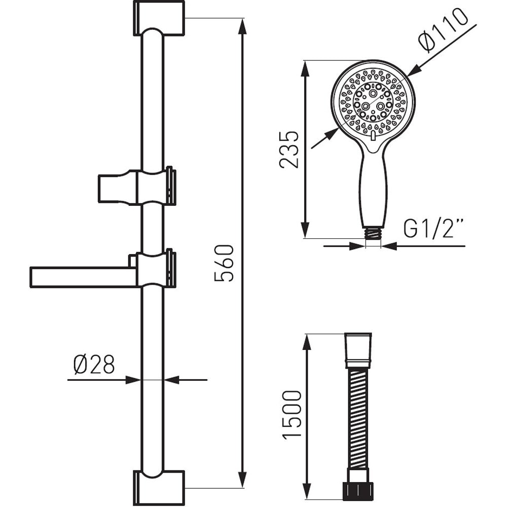 Set dus FERRO Emo N140B, 5 functii, crom