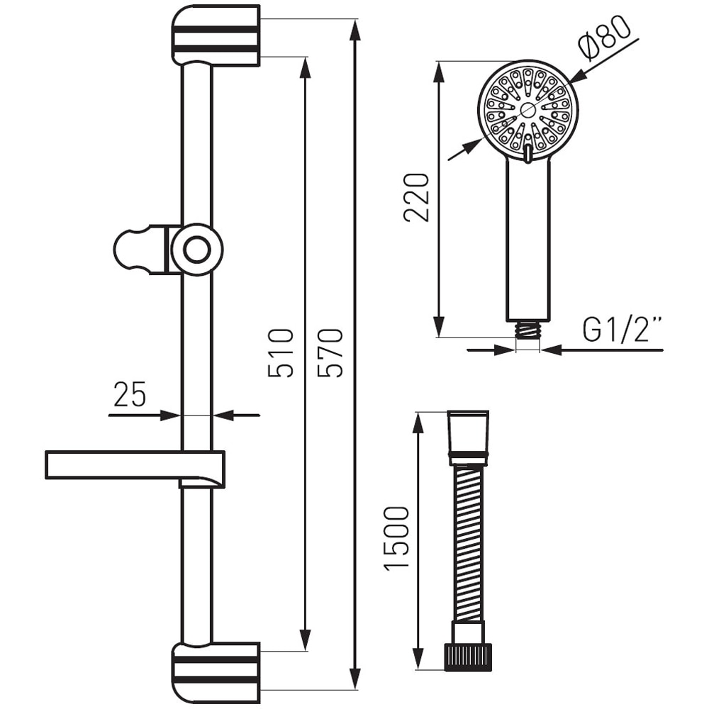 Set dus FERRO Ego N150B, 3 functii, crom