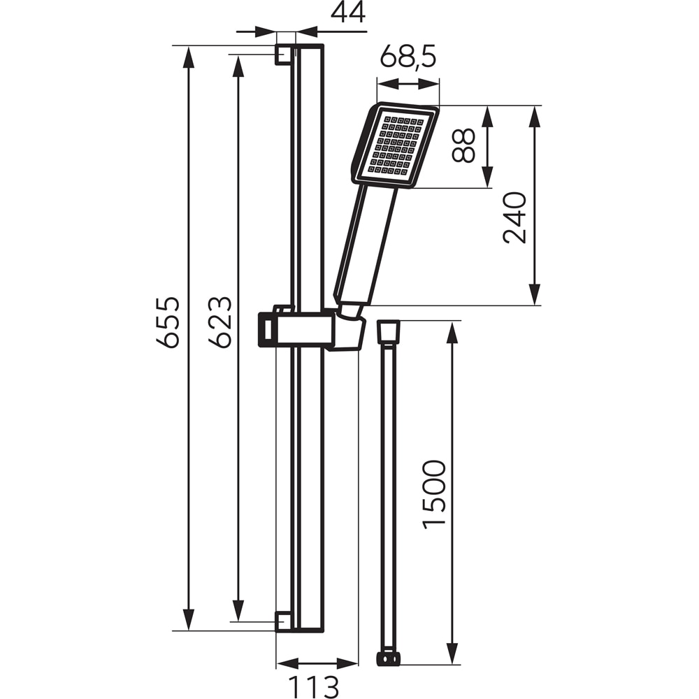 Set dus FERRO Sinus Black N170BL-B, 1 functie, negru