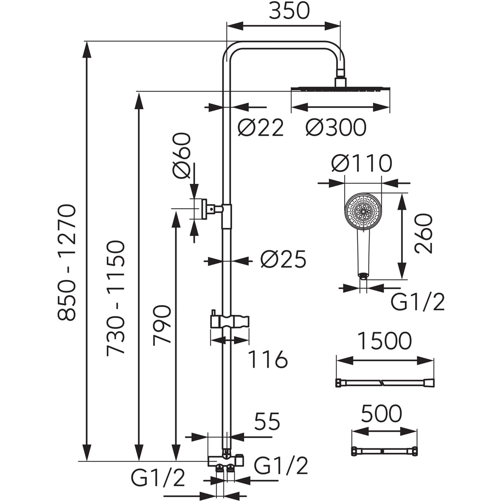 Sistem dus FERRO Cava Pro NP57, 3 functii, argintiu