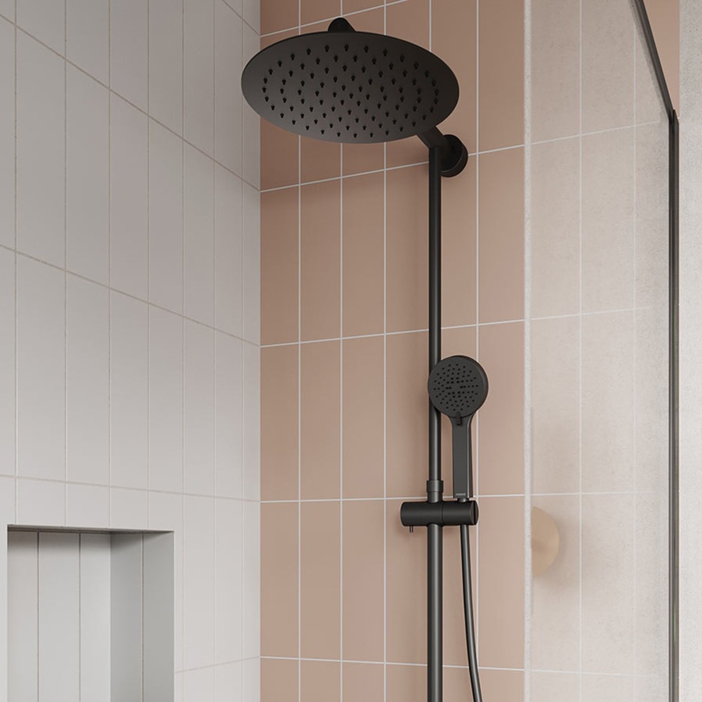 Sistem dus FERRO Trevi Black NP75-TRV7U-BL, termostat, 3 functii, negru