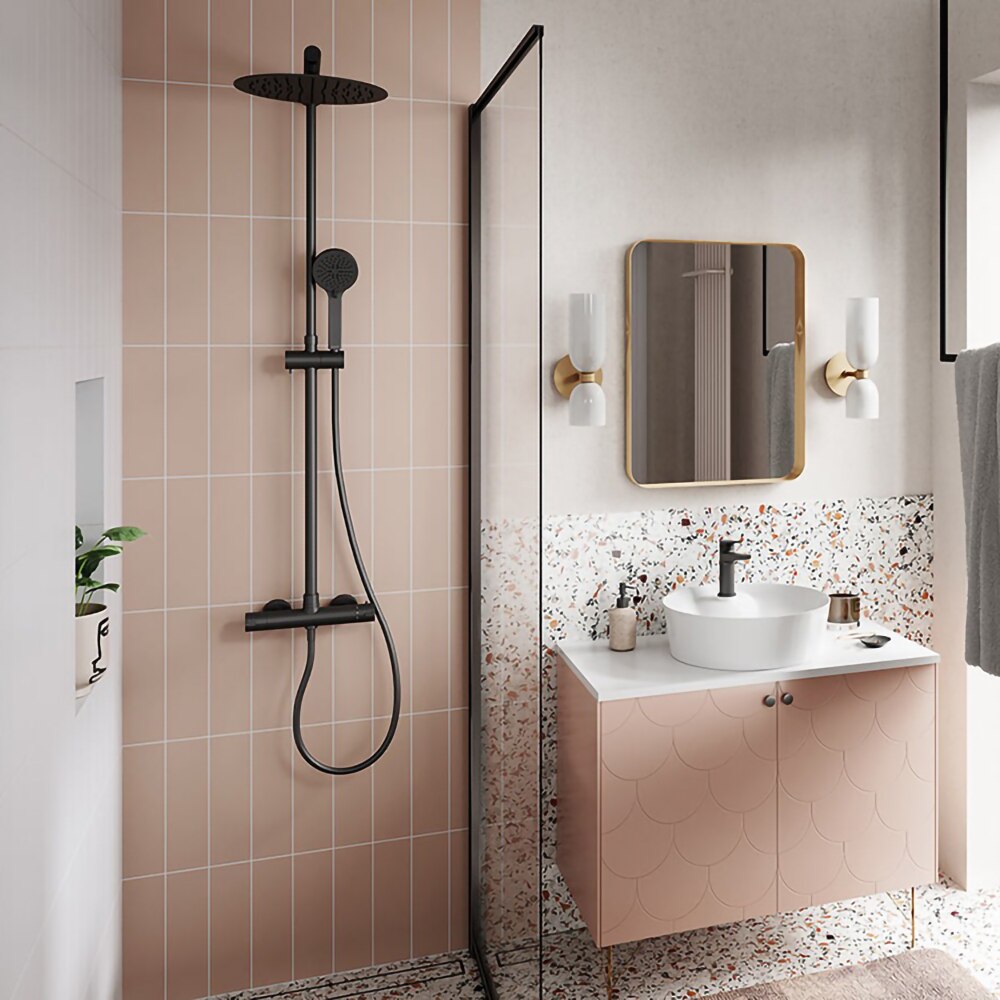 Sistem dus FERRO Trevi Black NP75-TRV7U-BL, termostat, 3 functii, negru