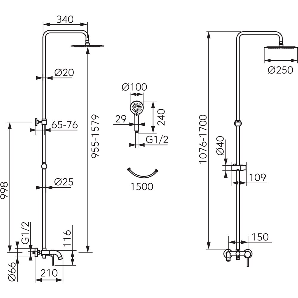 Sistem dus FERRO Linus NP79-BLX13U, 3 functii, argintiu